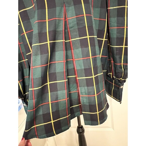 Gretchen Scott Comfy Cozy Shirt Green Plaidly Cooper Size XXL Goddess EUC - Picture 7 of 10